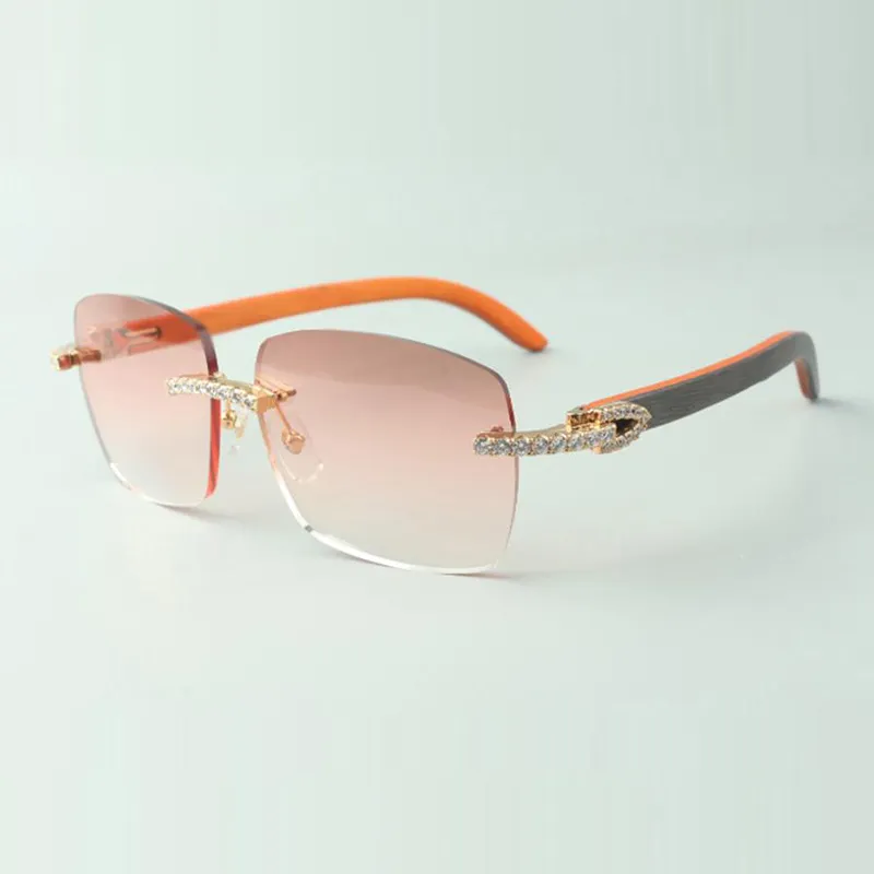 Lunettes de soleil diamant sans fin 3524025 avec temples en bois orange Verres de concepteurs Taille 18-135 mm3454