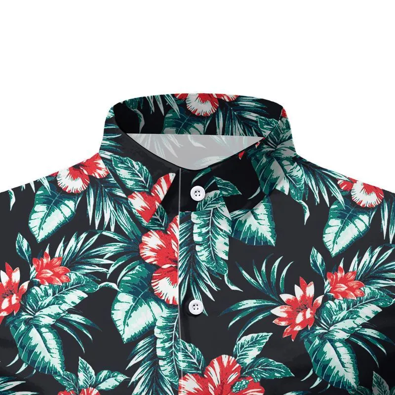 Floral Impresso Mens Beach Verão Hawaiian Camisa Casual férias Aloha Camisas de manga curta para homens Camisas Hombre 210524