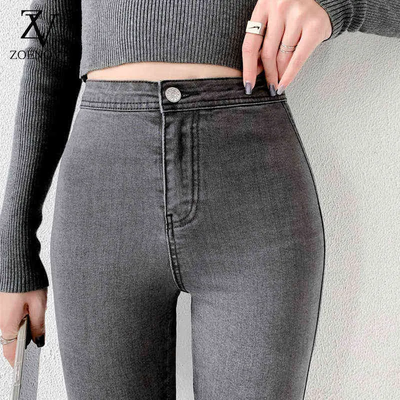 Skinny Jeans Pour Femme Années 90 Super Stretch Gris Denim Sexy Taille Haute Mince Femme Mode Bureau À La Mode Taille Vintage Pantalon Y2K 211129