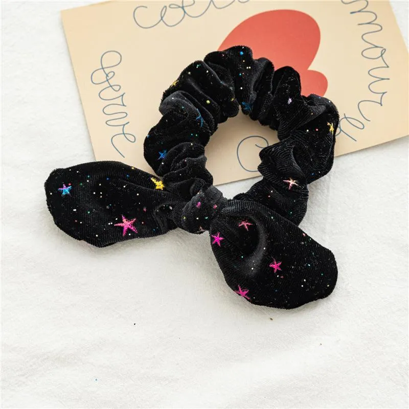 Kobiety Dziewczyny Aksamitne Królik Uszy Star Hairband Elastyczna Lina Włosów Krawaty Akcesoria Ponytail Holder Królik Uszy Hairbands Dzieci Scrunchy