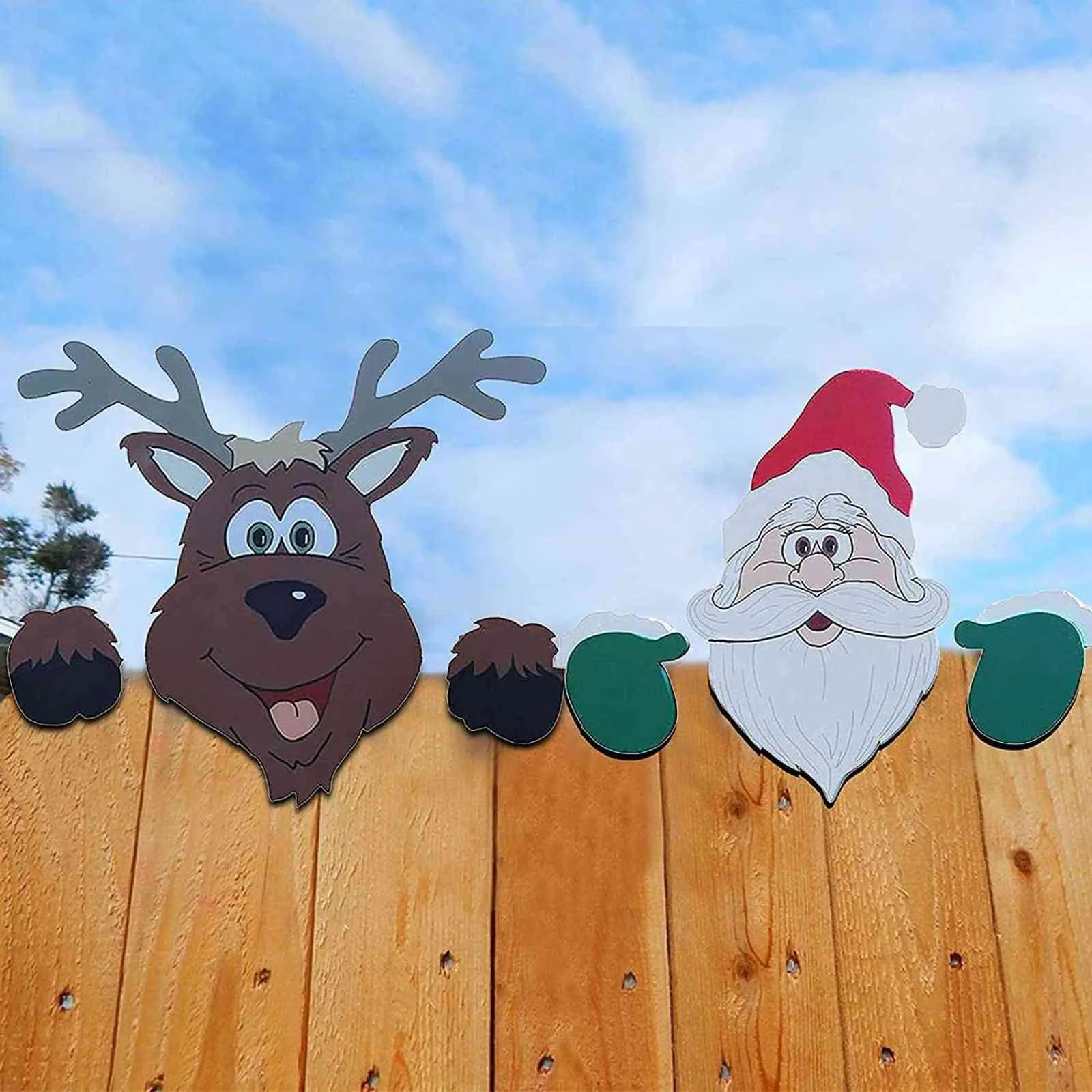Санта -Клаус забор Peeker Рождественский украшение на открытом воздухе на домашнее садовое деко -украшения Новый год H11128690249