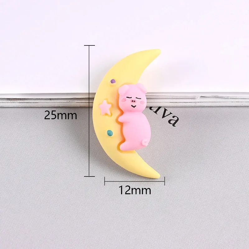 20 piezas Kawaii dibujos animados estrella Luna Animal conejo componentes de resina cabujón parte posterior plana arte de colección de recortes accesorios para el cabello DIY teléfono Case336Z