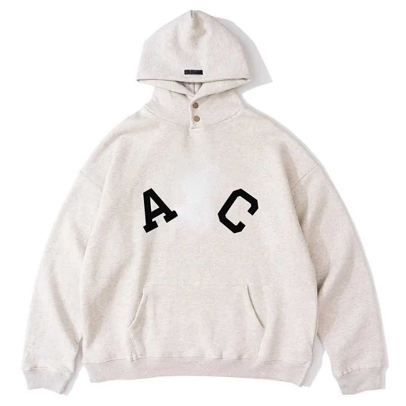 Mode Design Woolen Hoodies Classic Letter Flocking Printing High Street Loose Hoodie