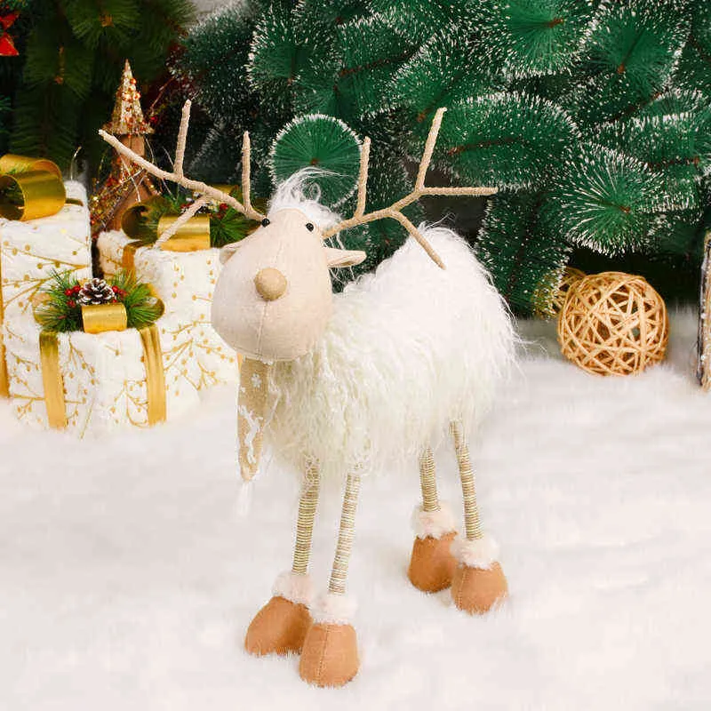 Navidad Renifer Christmas Figury Dekoracje Rok Choinki Dekoracje Boże Narodzenie Elk Ozdoby do domu Wishown 211104
