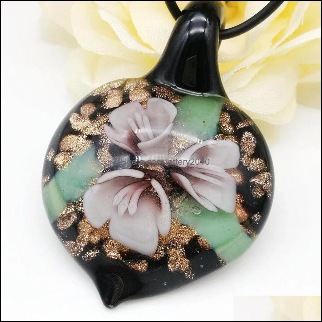 6x Heart Spotted Lampwork Murano Glass Necklace Pendant CHIC