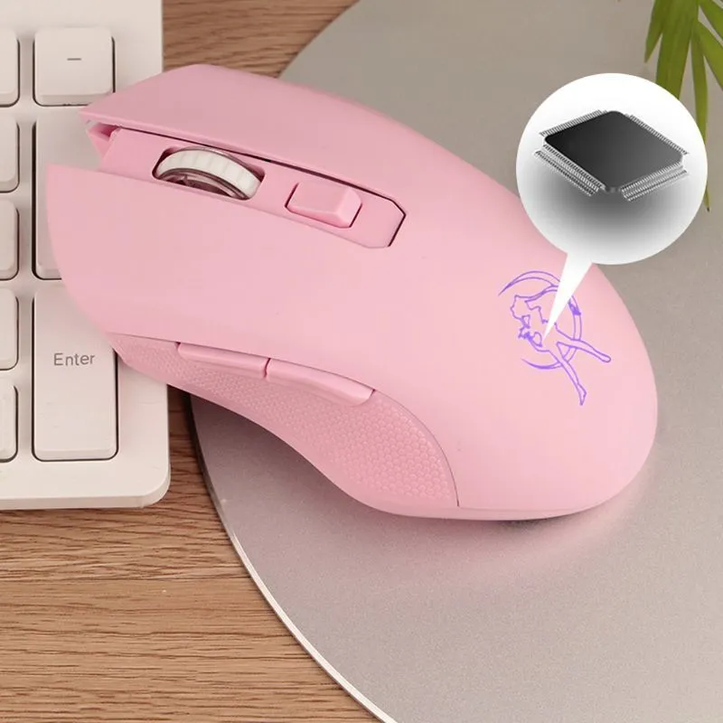 Pink Silent LED Optical Game Mice 1600DPI 2.4G USB Wireless Mouse PC Laptop 667C