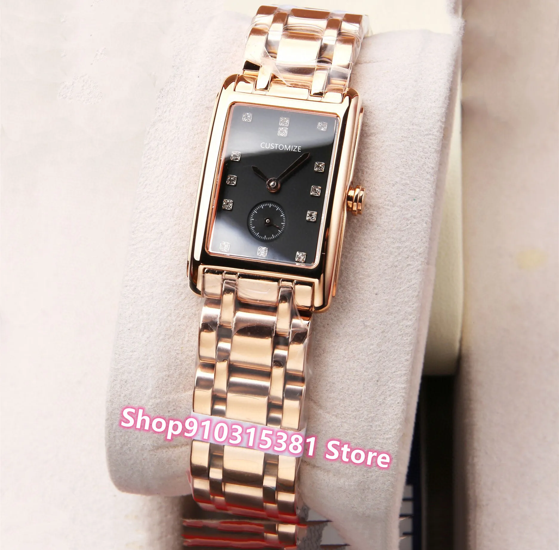 Słynna marka Geometryczne zegarki prostokątne Kobiety Ze Stali Nierdzewnej Kwarcowy Zegarek Kobiet Matka Pearl Shell Clock 32mm