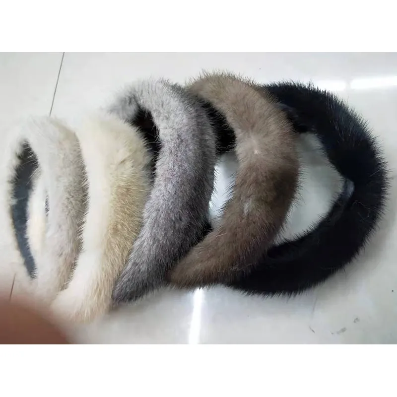 Female Real Mink fur headband Women Genuin Fur Accessories Padded Winter Hair Hoop5151835