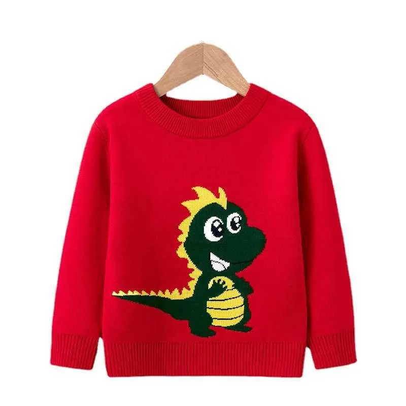 2021 Autumn Baby Boy Warm Long Sleeve Sweaters Children Clothes Dinosaurs Kids Sweater For Girls New Winter Baby Knitt Coat Tops Y1024