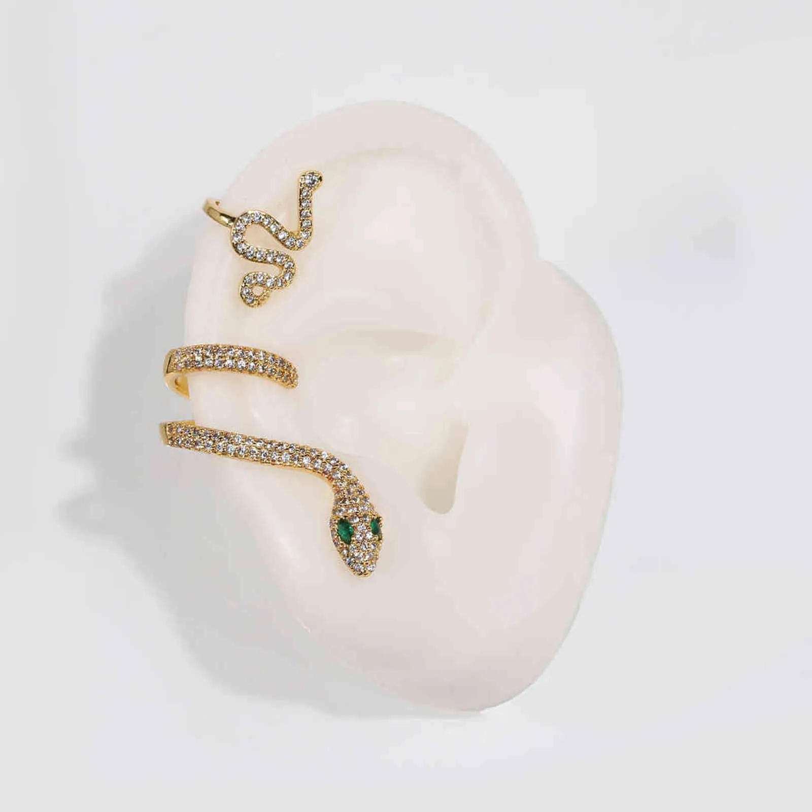 Artilady 2 pezzi set clip su orecchini polsini dell'orecchio le donne color oro serpente CA pietra accessori orecchino di fascino