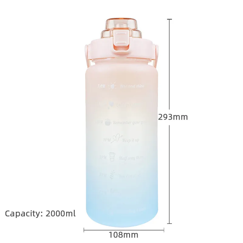 2000 ML Borraccia sportiva da viaggio Bottiglie bevande portatili a tenuta stagna Bottiglie bevande in plastica BPA Free Fitness Gym Protein Shaker Garrafa