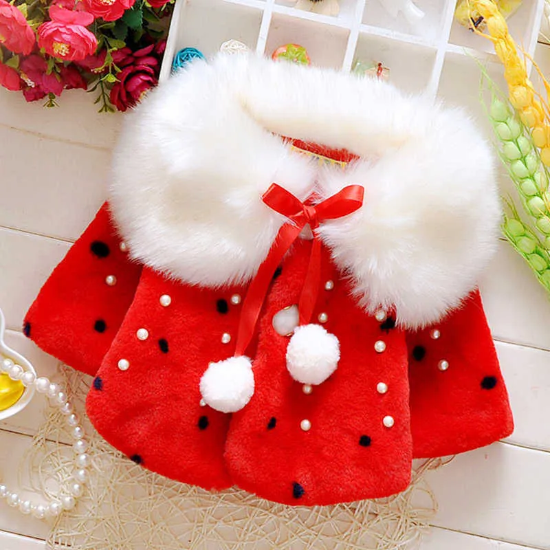 Bear Leader Baby Toddler Infant Girls Clothes Cute Fleece Fur Winter Warm Coat Outerwear Cloak Jacket Kids Cute Coat Clothes 210708