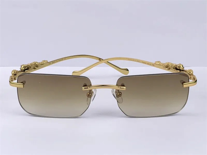 Óculos ópticos de design de moda 36456413 moldura quadrada sem aro lente transparente pernas de animais estilo simples vintage com case273W