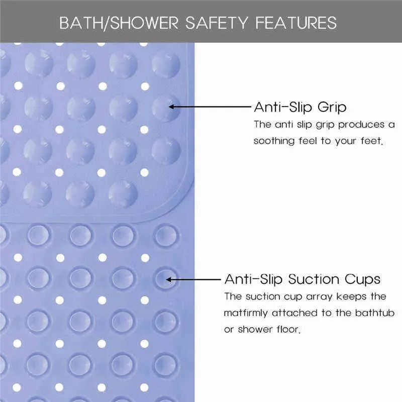 Alfombra de baño larga Masaje 40X100CM Bañera de ducha de seguridad Piso de baño antideslizante para niños/ancianos/discapacitados 211130