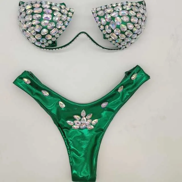 2021 Venus Vacation Sexy Women Bikini Set Rhinestone Diamondwear Swimwear Bling Stones Summer Swimsuit Biquini709800