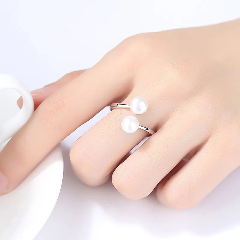 Cosya 100% 925 Sterling Zilver Verstelbaar Roze Zoetwaterparels Hoge Carbon Diamond Wedding Bands Leuke Meisjes Fijne Sieraden Gift