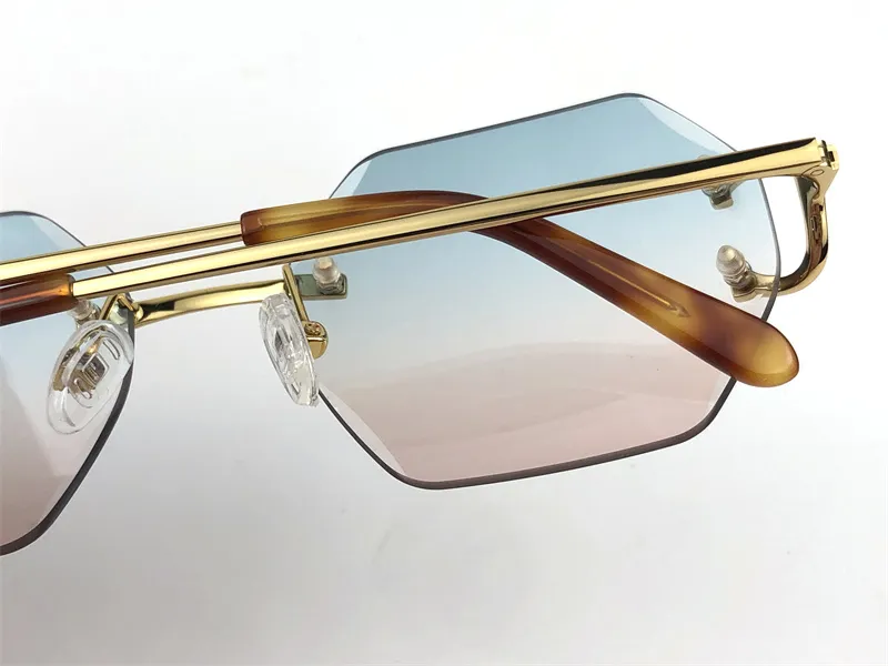 Солнцезащитные очки Новые ретро-пикадилли нерегулярные линзы Crystal Cut Enens 0118 Бесплатная модная авангардная дизайн UV400 светлый D256Q