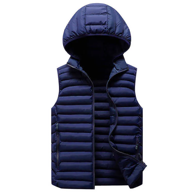 MANTLCONX Oversize 7XL 8XL Men's Waistcoat Jacket Vest Autumn Fashion Sleeveless Men Hooded Coat Male Brand 210925