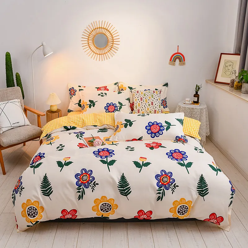 羽毛布団カバー厚い綿砂のシンプルな寝具の小さな新鮮なベッドキルトカバー
