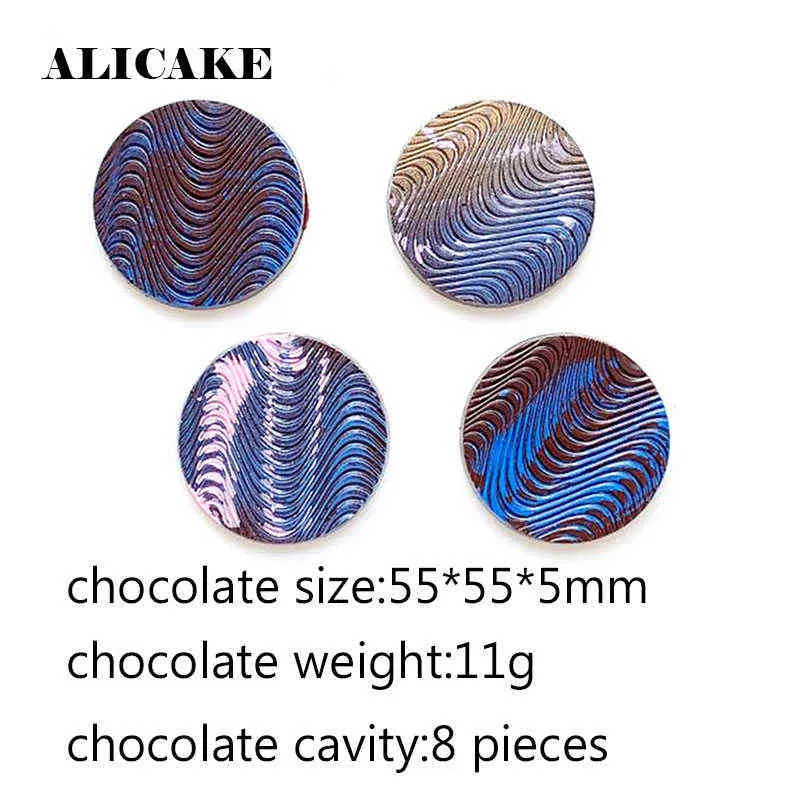 Stampo cioccolato in plastica a 8 cavità Forma a onda rotonda Stampo cioccolato in policarbonato Stampo pasticceria Decorazione torte Strumenti panetteria 211110