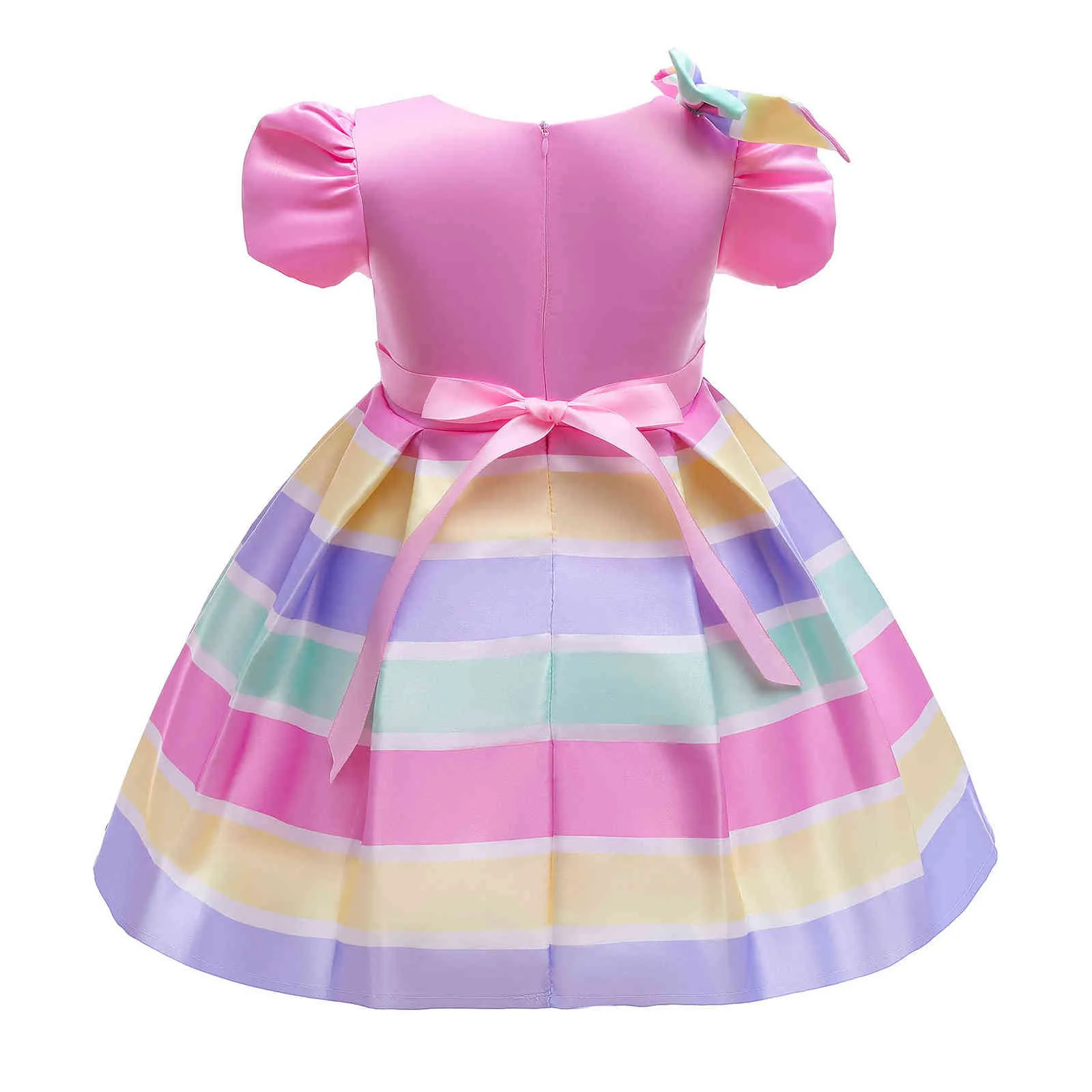 2021 Rose Baby Girl Robe Robe d'anniversaire pour fille Baptême Big Bow Party Robes de princesse de mariage 2-10 ans Robes pour filles G1129