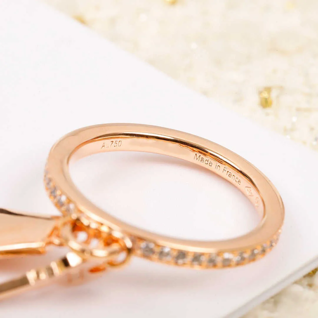 Märke Pure 925 Sterling Silver Jewelry for Women Key Lock Rings Rose Gold Wedding Luxury Brand Engagement Geometric Rings8581446