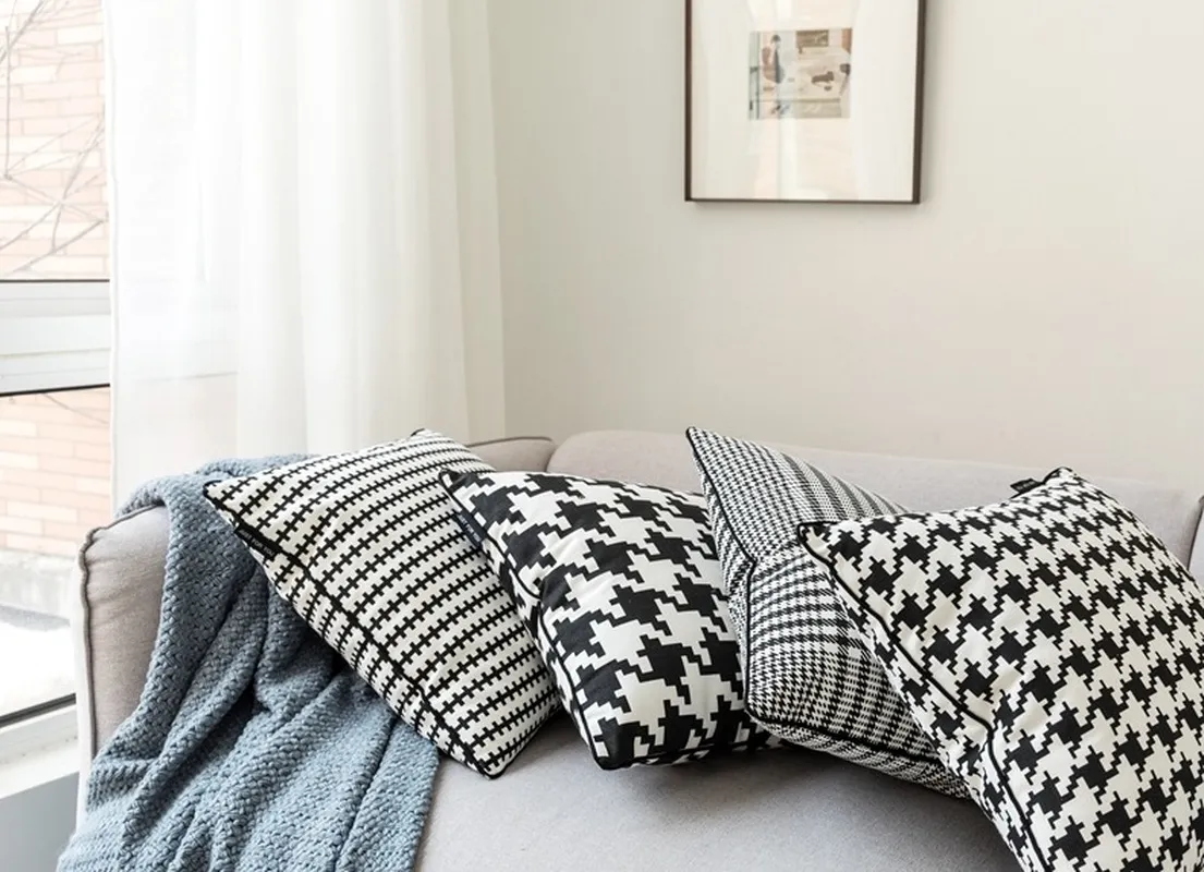 Federa cuscino in bianco e nero con rondine cuscini, fodere cuscini di ultimo design, 4 dimensioni