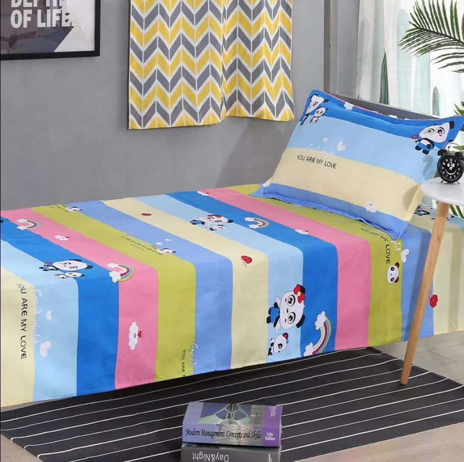 Drap de lit simple étudiant école dortoir literie santé propre couvre-lit frère chambre avec taie d'oreiller draps de lit F0203 210420