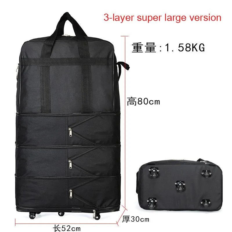Duffel Bags Portable Travel Bag Rolling Air Roller Expandable Oxford Cloth Luggage With Wheel Night Overnight229p
