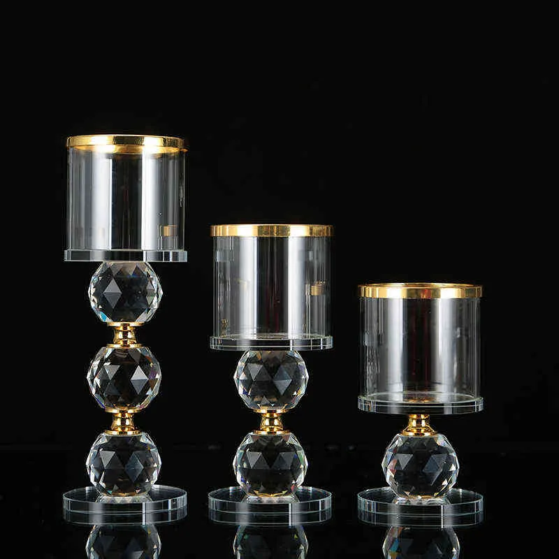 Set Crystal Candle Stick Holder Stativ Coffee Table Living and Dinning Room Candlestick Table Centerpieces för ljus 220208