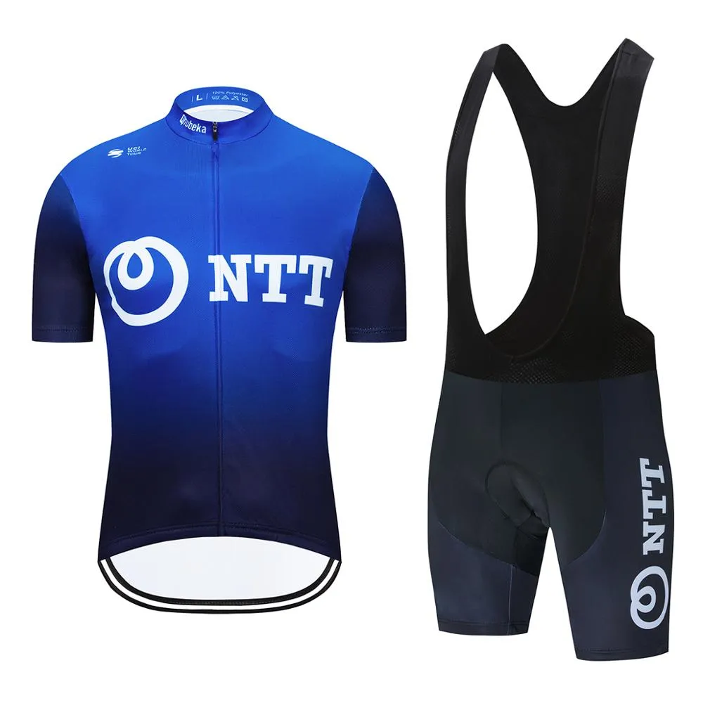 새로운 2021 NTT 팀 Big Cycling Jersey 세트 레이싱 자전거 옷 유니폼 여름 남자 MTB 자전거 반바지 풀 세트 Maglia ciclismo289U