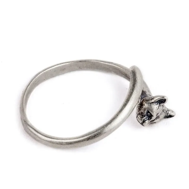 Di alta qualità 100% 925 Sterling Silver Lovely Cute Open Size Cat Ring Anelli di barretta regolabili le donne 2021 Gioielli animali