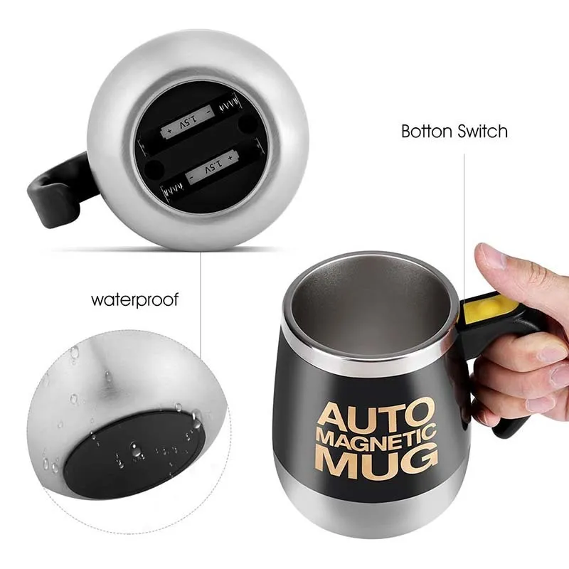 450Ml Automatic Electric Lazy Self Stirring Mug Coffee Milk Mixing Cup Tea Stainless Steel Mix cup 210423