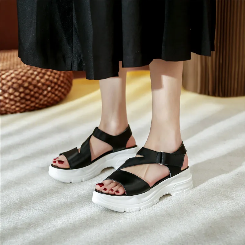 MORAZORA arrivée femmes sandales talons carrés fond épais plate-forme dames chaussures décontractées en cuir véritable sandales 210506
