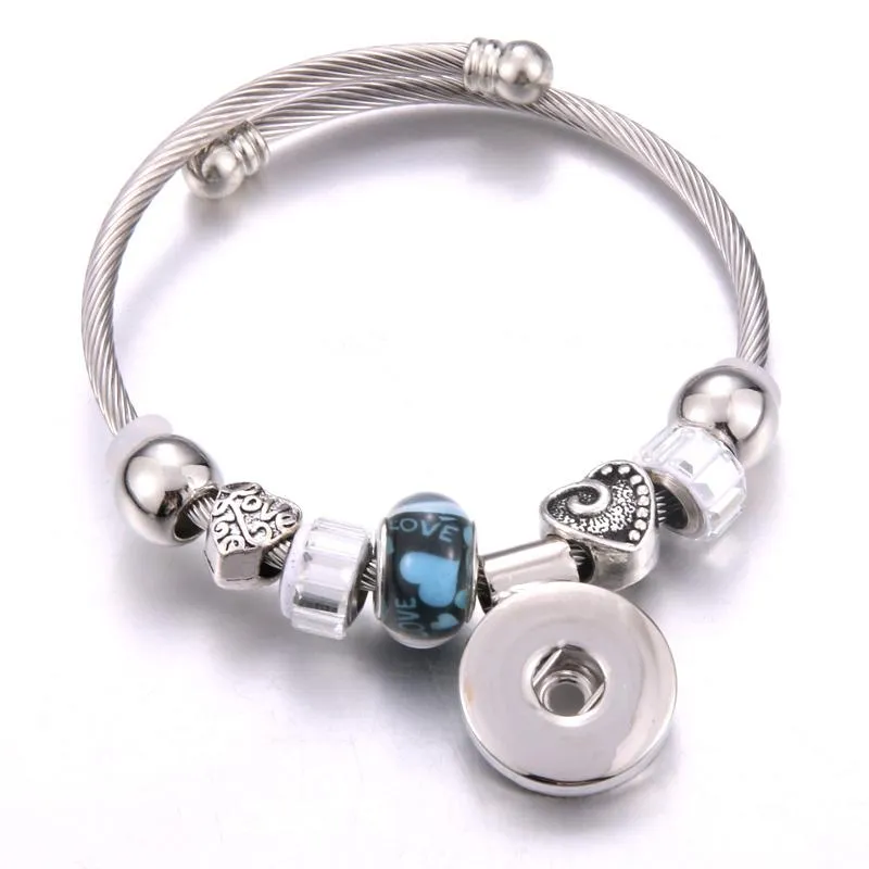 Charme pulseiras elasticidade snap botão pulseira coração cristal pulseiras contas jóias fazendo ajuste 18mm botões280d