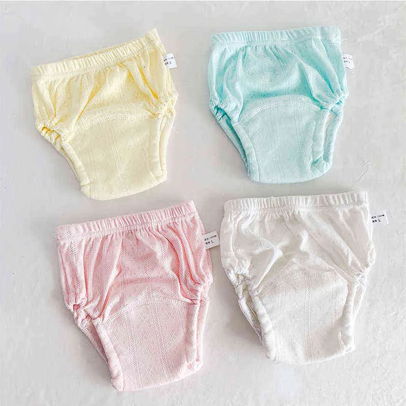 4 Pz / lotto Pantaloni da allenamento bambini a prova di perdite Lavabili in cotone impermeabile Pannolini bambini infantili Scava fuori Traspirante 6 strati Biforcazione 211028