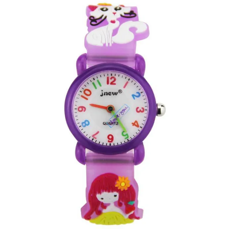 Jnew Brand Quartz Childrens Watch Loverly Cartoon Boys Girls Studenter tittar på bekväm silikonband godis färg armbandsur299z