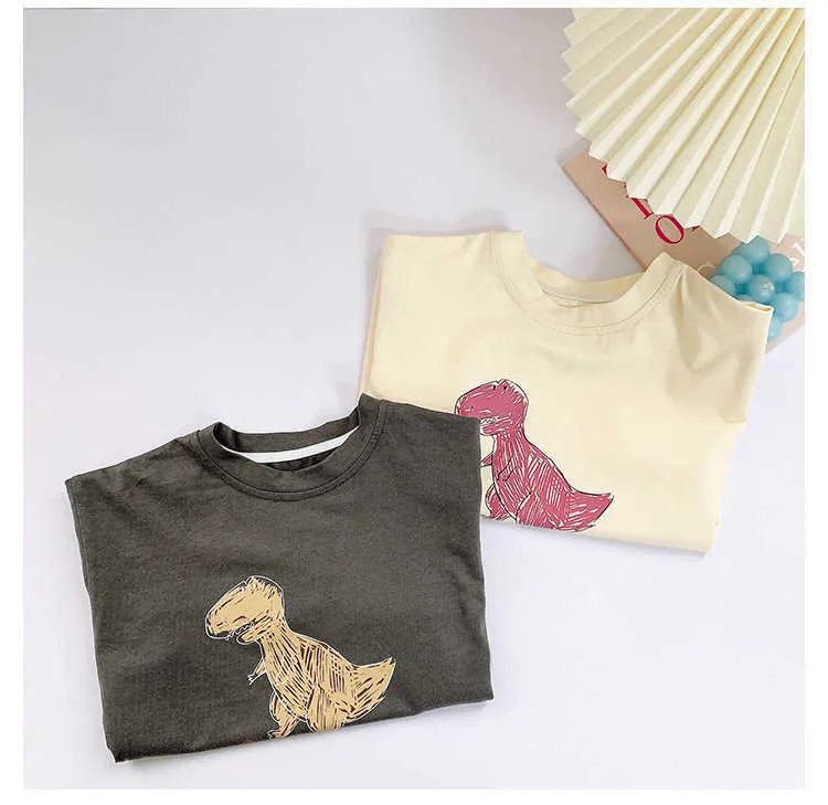 Mode d'été garçons dinosaure t-shirts coton doux t-shirts décontractés vêtements pour enfants 210615