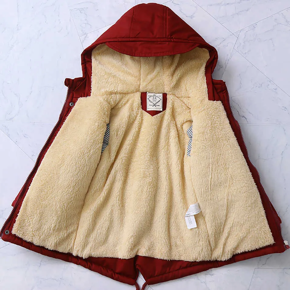 子供のジャケット冬のフリース少年女の子の塹壕子供服フード付き暖かい上着ウインドブレーカーの赤ちゃんコートJaqueta Infantil 211011