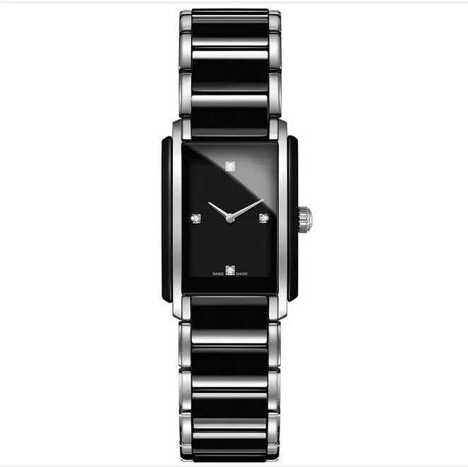 Nova moda homem relógio movimento de quartzo relógios de cerâmica para mulheres relógio de pulso diamantes moldura rd12248m