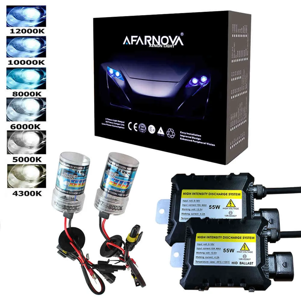 12 V 55W Xenon H7 HID Kit konwersji H3 H11 9005 Lampa reflektorów samochodowych 3000K 4300K ​​5000K 6000K 8000K 12000K