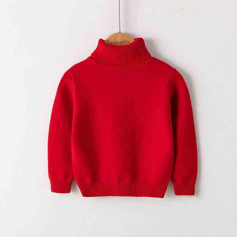 Bébé filles garçons chandails automne hiver coton pull tricoté pull col roulé chaud vêtements d'extérieur enfants tricot 211104