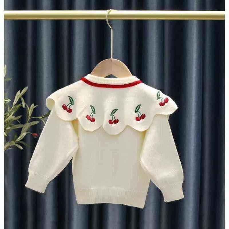Humor Bear Girls Chaqueta de punto coreana Otoño Invierno Suéter cálido Cárdigan de terciopelo Bebé Niños Niñas Ropa linda 211106