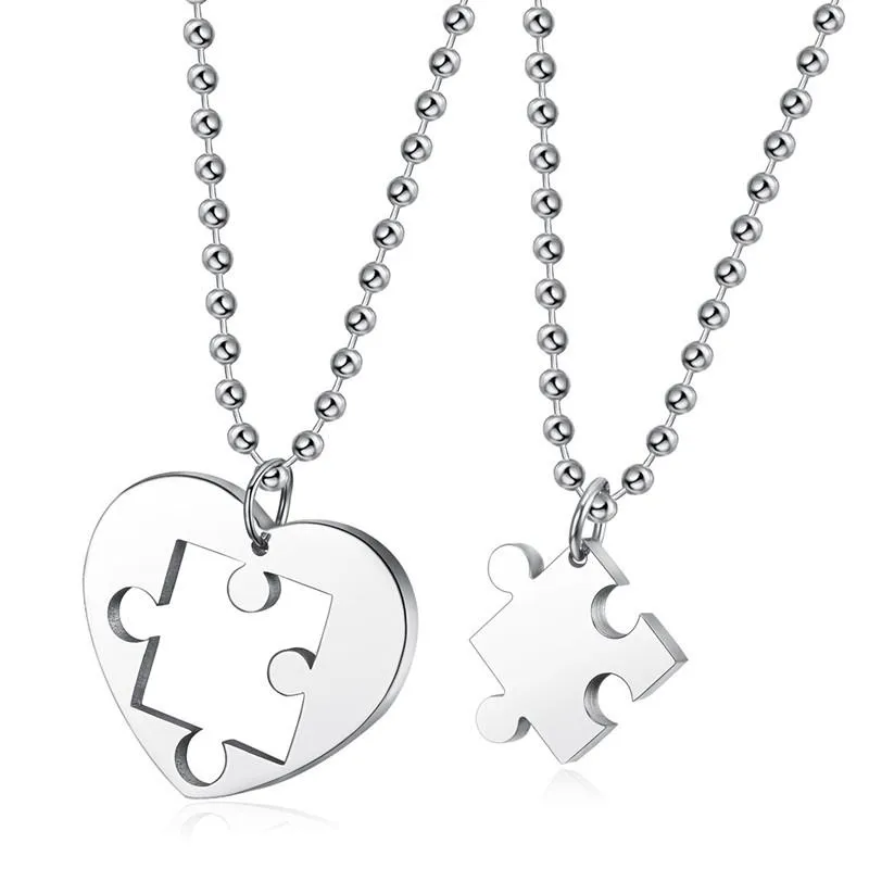 Colares pendentes megin d romântico simples quebra -cabeça casal aço inoxidável para homens amigas jóias de presente de design de moda212r