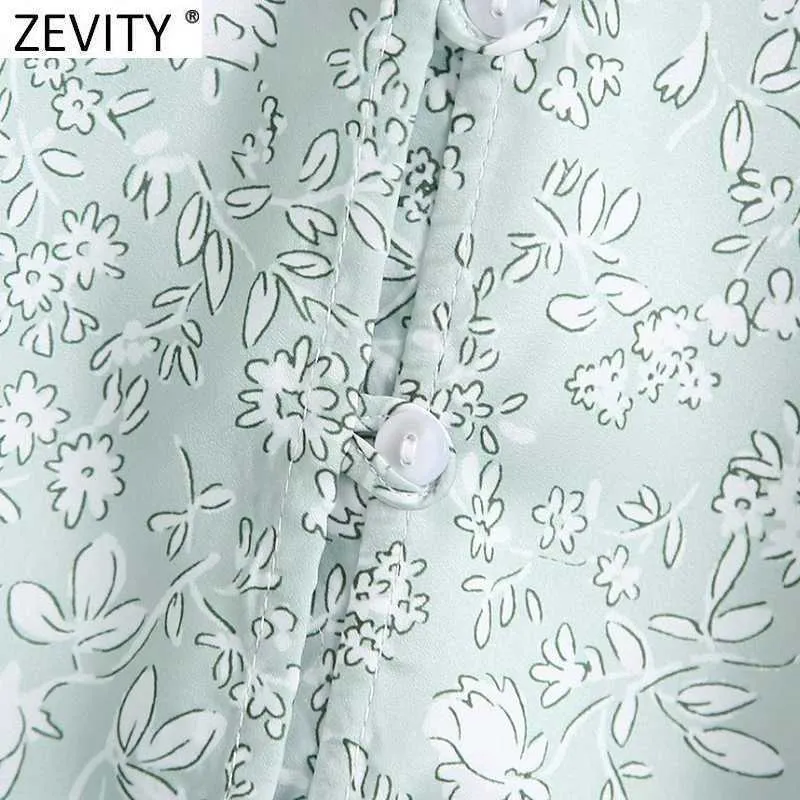 Zevity Femmes Mode Floral Imprimer Blouse Lâche Femme Col En V Doux Satin Kimono Chemise Casual Rétro Été Blusas Tops LS9397 210603