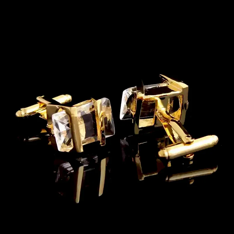 Bridegroom Wedding Evening Party Business Men French Shirts Cuff Links Rose Gold Cufflinks White Crystal Cufflink With Gift Bag