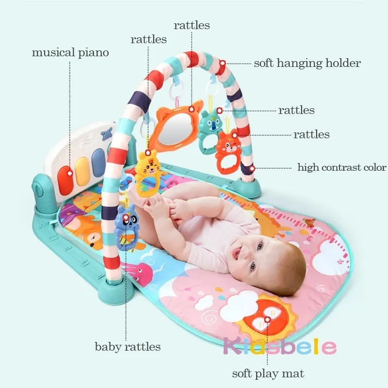 Baby Muziek Speelmatten Piano Gym geboren Speelgoed Baby Speelmat Leren Onderwijs 0 12 Maanden Tummy Tijd Kruipen mat Tapijt 220216