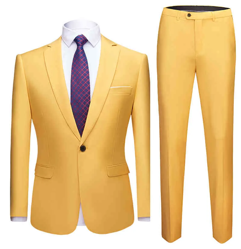 Różowy 2-częściowy garnitur kurtka + spodnie Mężczyźni Prom Garnitury Męskie Marka Slim Fit Single Button Formalny Biznes Tuxedo Suit Male 210524