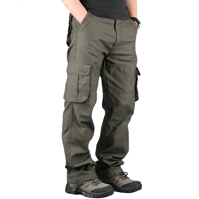 Style wojskowe mężczyźni spodnie Multi kieszenie sportowe joggers Streetwear Army Proste Długie Spodnie Cargo Spodnie Casual Spodnie dla mężczyzn Odzież