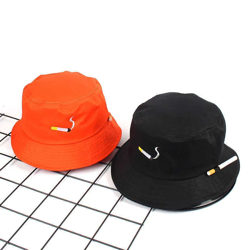 2021 Solid Black Men Kvinnor Bucket Hat Cigarettbroderier Inget Chill Hip Hop Fishing Cap Vuxen unisex Panama Bob Hat Flat Sunhat Q07592654